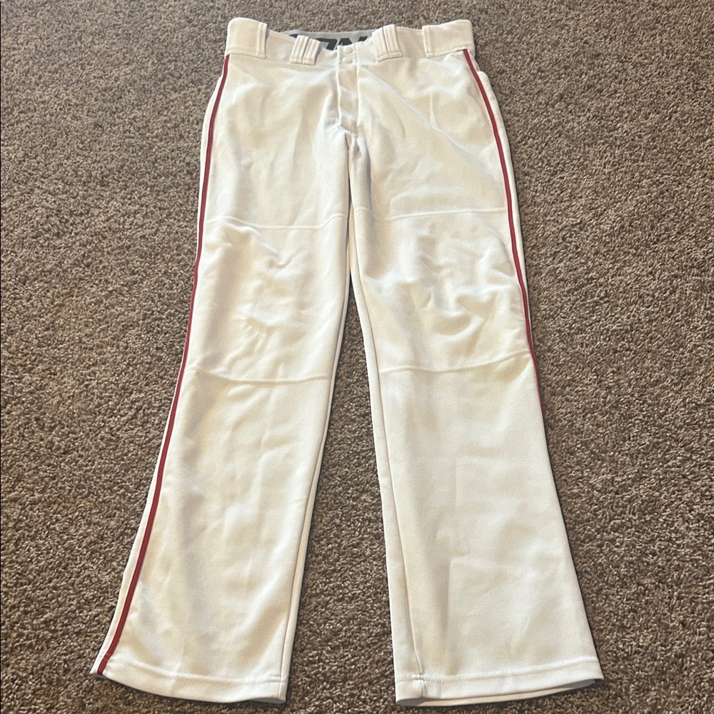 Easton White baseball Pants with Red Stripe